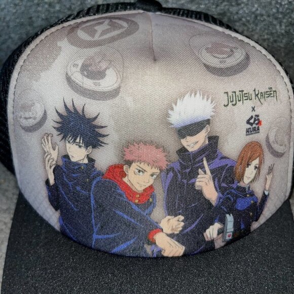 RARE Jujutsu Kaisen X Kura Sushi Limited Edition Promo Snapback Trucker Cap Hat - Picture 2 of 7